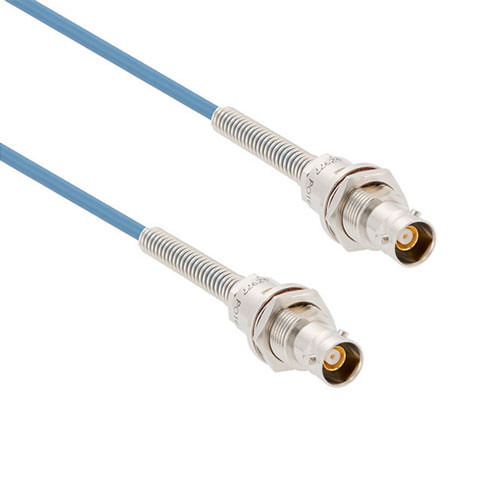 Lead Free 1553 TRB 3-Lug Jack Bulkhead NI to TRB 3-Lug Jack Bulkhead NI Cable Assembly using 30-02003-LC Coax, 5 FT with Bend Relief