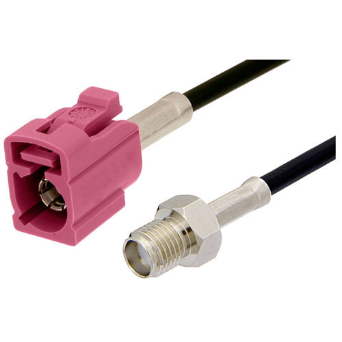 SMA Female to Violet FAKRA Jack Cable Assembly using RG174 Coax, 1 FT