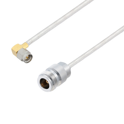 N Female to SMA Male Right Angle Cable Assembly using LC141TB Coax, 6 FT