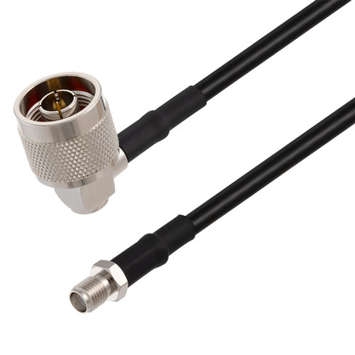 N Male Right Angle to SMA Female Cable Assembly using RG58 Coax, 3 FT