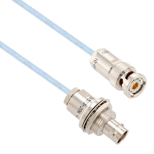 1553 TRB 3-Slot Plug to TRB 3-Lug Jack Bulkhead Isolated Cable Assembly using M17/176-00002-LC Coax, 1 FT , LF Solder