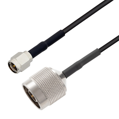 Low Loss SMA Male to N Male Cable Assembly using 100 Series Coax, 10 FT