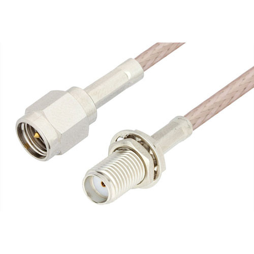 SMA Male to SMA Female Bulkhead Cable Assembly using RG-316 Coax, 1 FT with HeatShrink