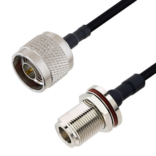 N Male to N Female Bulkhead Cable Assembly using LC141TBJ Coax, 3 FT