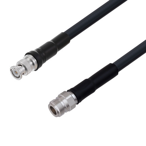 Low Loss BNC Male to N Female Cable Assembly using LMR-400 Coax, 1 FT with Times Microwave Components