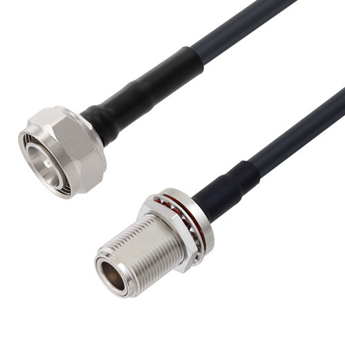 Low Loss 4.3-10 Male to N Female Bulkhead Cable Assembly using LMR-240 Coax, 1.5 FT with Times Microwave Components