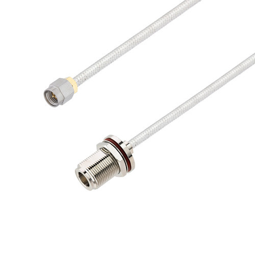 SMA Male to N Female Bulkhead Cable Assembly using LC141TB Coax, 6 FT