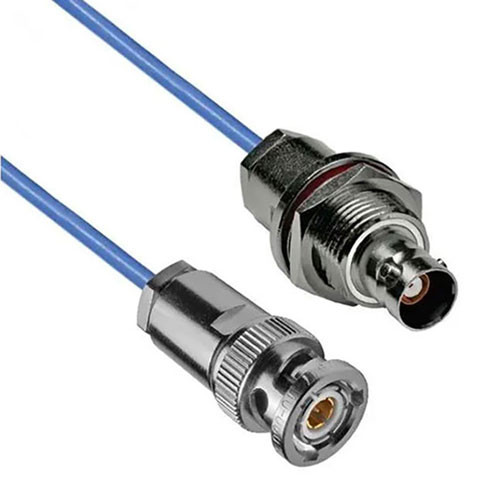 1553 TRB 3-Slot Plug to TRB 3-Lug Jack Bulkhead Insulated Cable Assembly using 30-02003-LC Coax, 3 FT