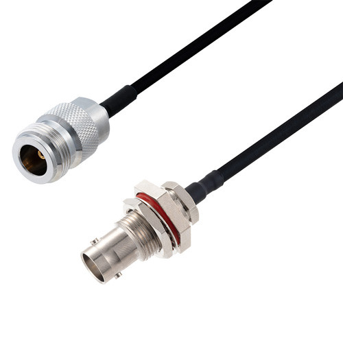 BNC Female Bulkhead to N Female Cable Assembly using LC141TBJ Coax, 4 FT