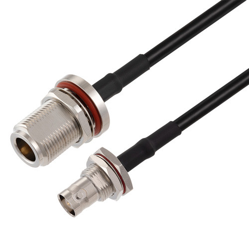 N Female Bulkhead to BNC Female Bulkhead Cable Assembly using RG58 Coax, 5 FT