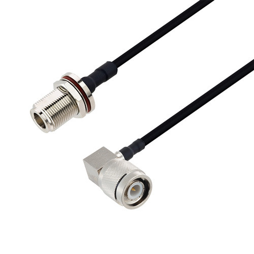 N Female Bulkhead to TNC Male Right Angle Cable Assembly using LC141TBJ Coax, 4 FT