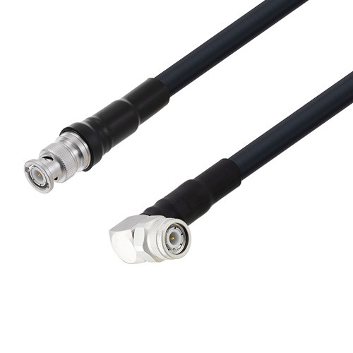 Low Loss BNC Male to TNC Male Right Angle Cable Assembly using LMR-400 Coax, 1 FT with Times Microwave Components