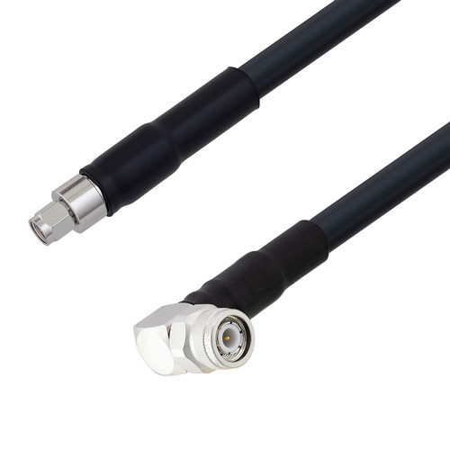 Low Loss SMA Male to TNC Male Right Angle Cable Assembly using LMR-400-DB Coax, 1.5 FT with Times Microwave Components