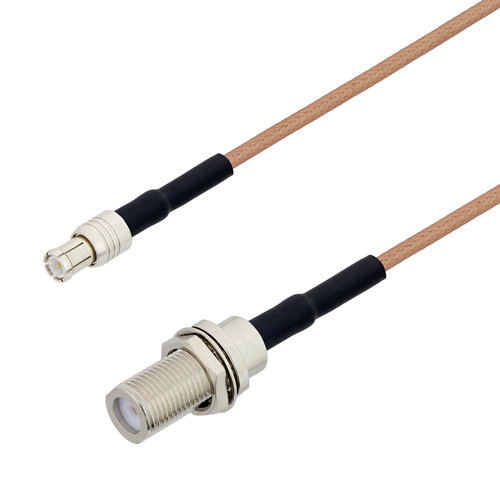 MCX Plug to MCX Jack Bulkhead Cable Assembly using RG178 Coax, 3 FT
