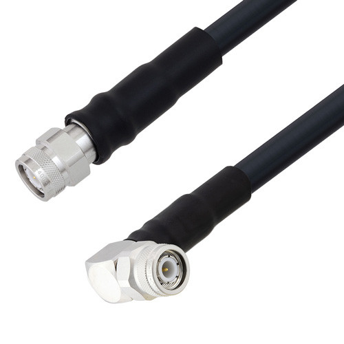 Low Loss TNC Male to TNC Male Right Angle Cable Assembly using LMR-400 Coax, 1 FT with Times Microwave Components