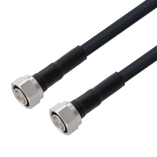 Low Loss 4.3-10 Male to 4.3-10 Male Cable Assembly using LMR-400-UF Coax, 1 FT With Times Microwave Components with HeatShrink