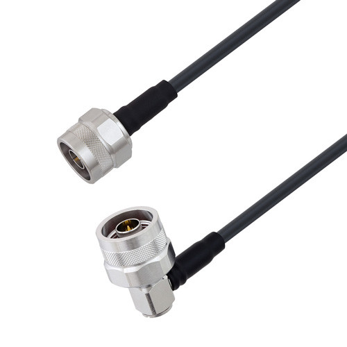 Low Loss N Male to N Male Right Angle Cable Assembly using LMR-195-FR Coax, 5 FT with Times Microwave Components