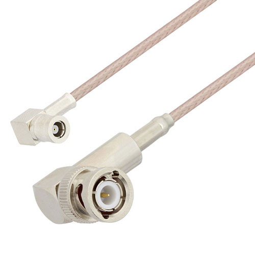 SMB Plug Right Angle to BNC Male Right Angle Cable Assembly using RG316 Coax, 2 FT , LF Solder