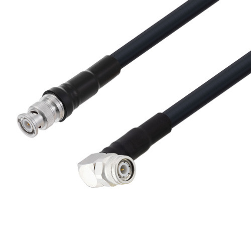 Low Loss BNC Male to TNC Male Right Angle Cable Assembly using LMR-400-DB Coax, 1.5 FT with Times Microwave Components