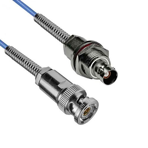 1553 TRB 3-Slot Plug to TRB 3-Lug Jack Bulkhead Isolated Cable Assembly using 30-02003-LC Coax, 1 FT with Bend Relief