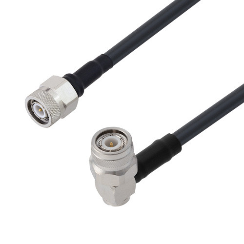 Low Loss TNC Male to TNC Male Right Angle Cable Assembly using LMR-240-DB Coax, 6 FT with Times Microwave Components