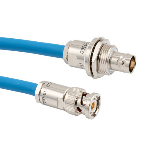 LSZH 1553 TRB 3-Slot Plug to TRB 3-Lug Jack Bulkhead Isolated Cable Assembly using TWCH-78-2-LC Coax, 2 FT