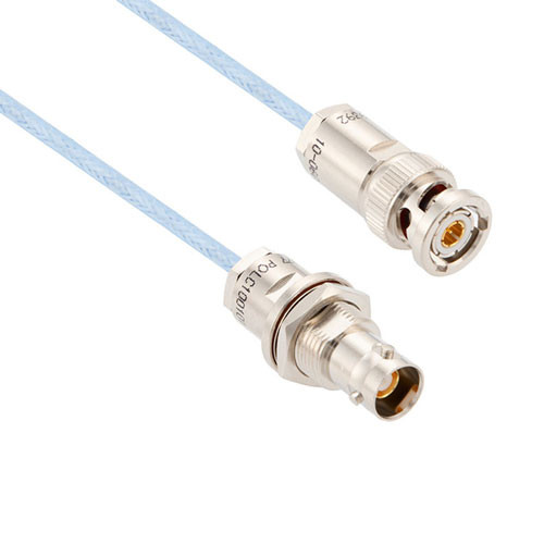 1553 TRB 3-Slot Plug to TRB 3-Lug Jack Bulkhead Cable Assembly using M17/176-00002-LC Coax, 4 FT , LF Solder