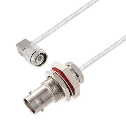 BNC Female Bulkhead to TNC Male Right Angle Cable Assembly using LC141TB Coax, 10 FT