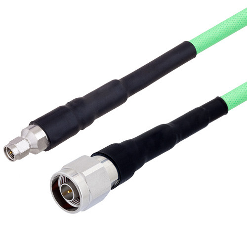 Low Loss SMA Male to N Male Cable Assembly with Heavy Duty Heat Shrink Boot using LL335i Coax, 1.5 FT