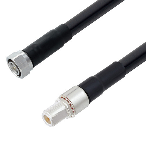 Low Loss 4.3-10 Male to N Female Bulkhead Cable Assembly using LMR-600 Coax, 1 FT with Times Microwave Components