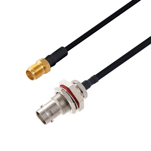 BNC Female Bulkhead to SMA Female Cable Assembly using LC141TBJ Coax, 10 FT