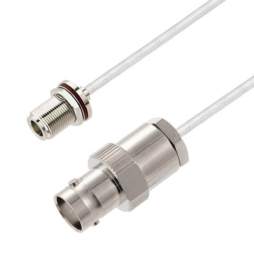 BNC Female to N Female Bulkhead Cable Assembly using LC141TB Coax, 10 FT