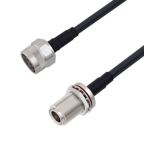 Low Loss N Male to N Female Bulkhead Cable Assembly using LMR-240-DB Coax, 6 FT with Times Microwave Components