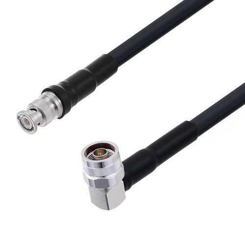 Low Loss BNC Male to N Male Right Angle Cable Assembly using LMR-400-DB Coax, 3 FT with Times Microwave Components