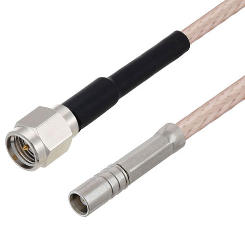 SMA Female Bulkhead to MCX Plug Right Angle Cable Assembly using RG316-DS Coax, 1.5 FT