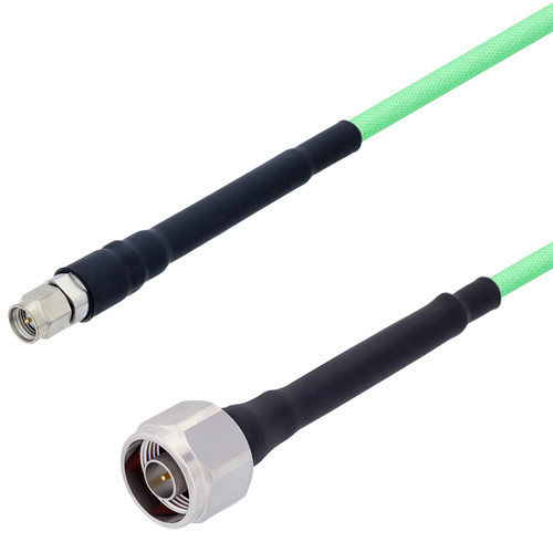 Low Loss SMA Male to N Male Cable Assembly with Heavy Duty Heat Shrink Boot using LL142 Coax, 10 FT