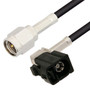 Black FAKRA Jack Right Angle to SMA Male Cable Assembly using RG174 Coax, 1 FT
