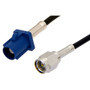 SMA Male to Blue FAKRA Plug Cable Assembly using RG174 Coax, 2 FT