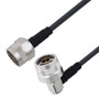 Low Loss N Male to N Male Right Angle Cable Assembly using LMR-195-UF Coax, 25 FT With Times Microwave Components with HeatShrink