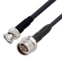 Low Loss BNC Male to N Male Cable Assembly using LMR-240-UF Coax, 25 FT With Times Microwave Components with HeatShrink