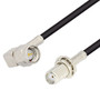 SMA Male Right Angle to SMA Female Bulkhead Cable Assembly using RG174 Coax, 1 FT with 270 Deg. Clock