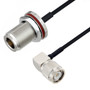 N Female Bulkhead to TNC Male Right Angle Cable Assembly using LC085TBJ Coax, 1 FT