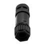 M12 DC Power 4 Pin T-Code Female Field Termination Connector, IP67, Plastic Nut, Fits 16-20AWG and 8-10mm Cable, 60V, 12A, Screw-In, Black