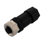 M12 Sensor 5 Pin B-Code Female Field Termination Connector, IP67, Fits 18-26AWG and 4-8mm Cable, 60V, 4A, Screw-In Style, Black