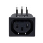 AC PEM 320-2-2/F IEC Inlet Connector, Snaps into 1.0 mm panel Mount, Through-Hole PCB Termination