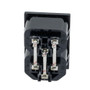 Snap-Fit, Panel-mount IEC Outlet for two 60320-2-2/F Connectors, 2.8 mm solder tabs