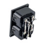 Snap-Fit, Panel-mount IEC Outlet for two 60320-2-2/F Connectors, 2.8 mm solder tabs