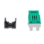 Cat6a RJ45 Keystone Jack, IDC 110 90 degrees Punch Down, UTP (unshielded twisted pair), Green