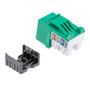 Cat6a RJ45 Keystone Jack, IDC 110 90 degrees Punch Down, UTP (unshielded twisted pair), Green