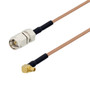 SMA Male to MMCX Plug Right Angle Cable Assembly using RG178 Coax, 6 FT